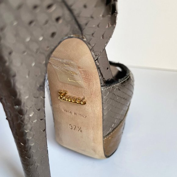 Gucci Exotic Python Leather Platform Heels 7.5 - Picture 6 of 14